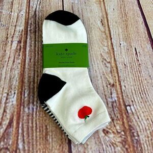 Kate Spade New York Apple Pretzel Hot Dog Striped Shortie Crew Socks Womens NWT
